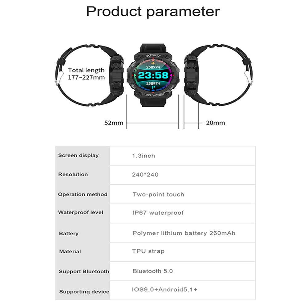 FD68S / Y56 1.3 inch Round Screen Bluetooth-compatible Smart Watch Waterproof Heart Rate Health Monitoring Sport Smart Bracelet