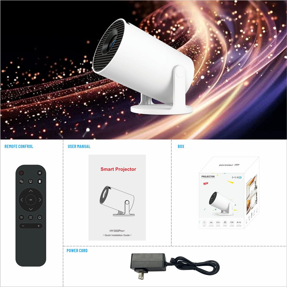 HY300 Pro+ Android 11.0 Mini Projector WiFi6 Bluetooth-Compatible 5.4 HD 720P 170 ANSI Lumens Home Theater Projector