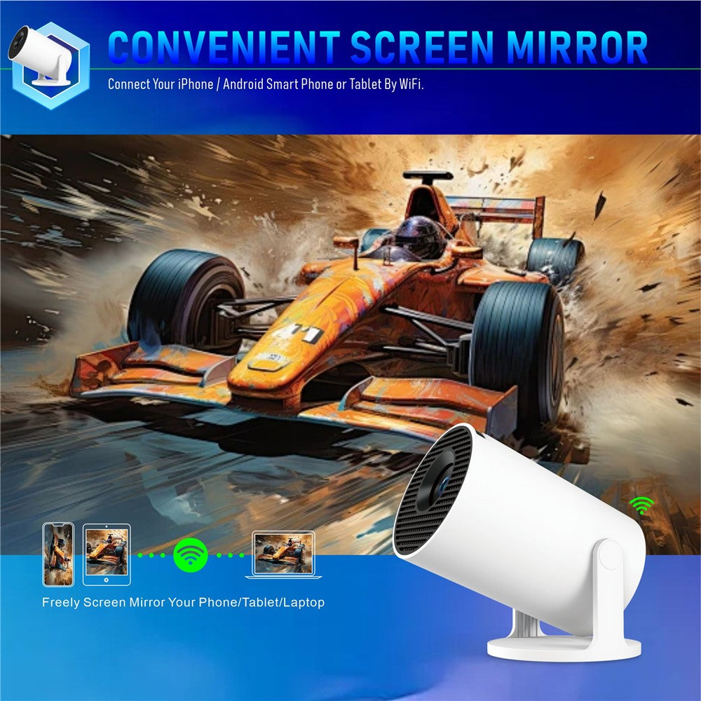 HY300 Pro+ Android 11.0 Mini Projector WiFi6 Bluetooth-Compatible 5.4 HD 720P 170 ANSI Lumens Home Theater Projector