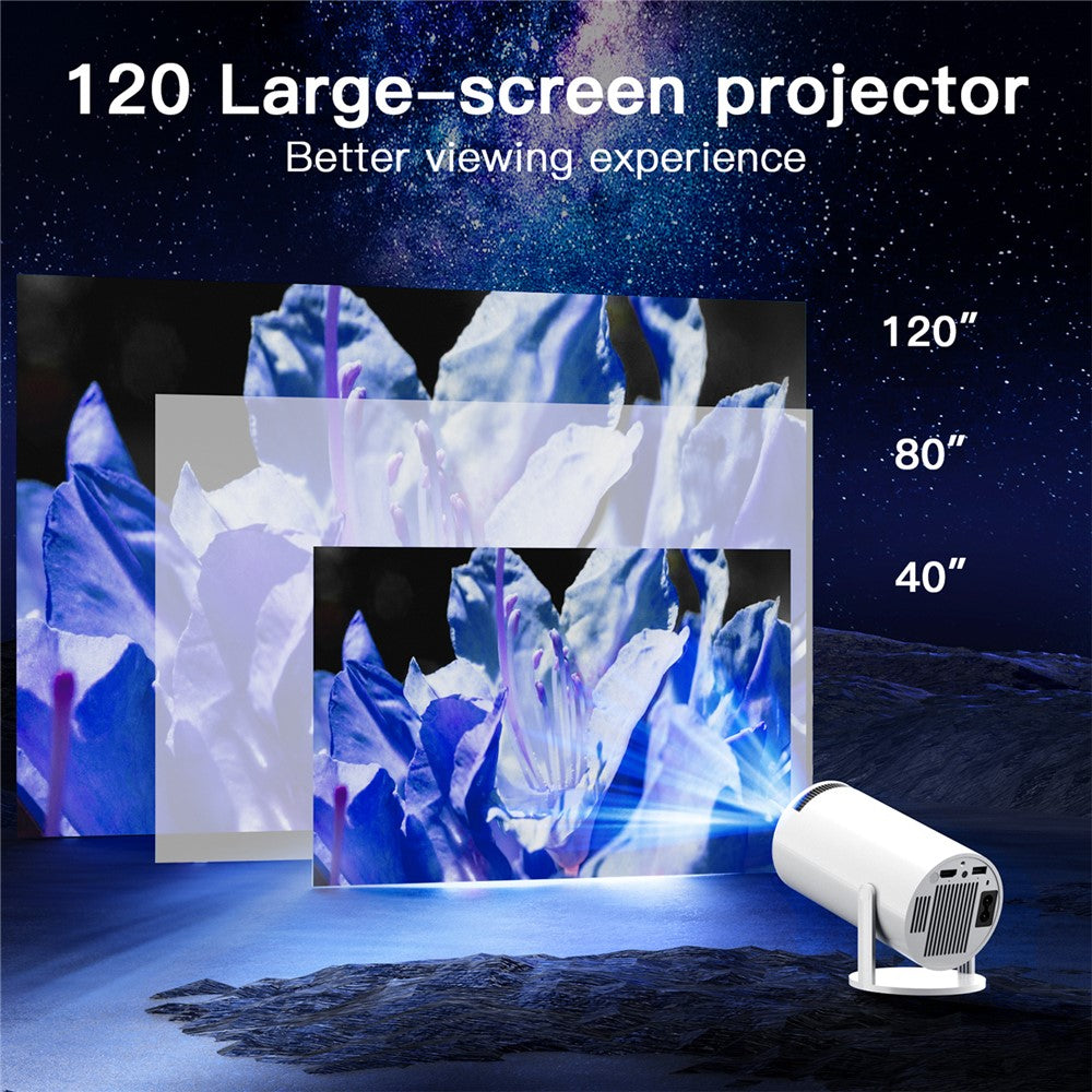 HY300-H713 600P Portable Mini Projector LED 130 ANSI Lumens Android 11 WiFi BT5.4 Projector for Home / Office