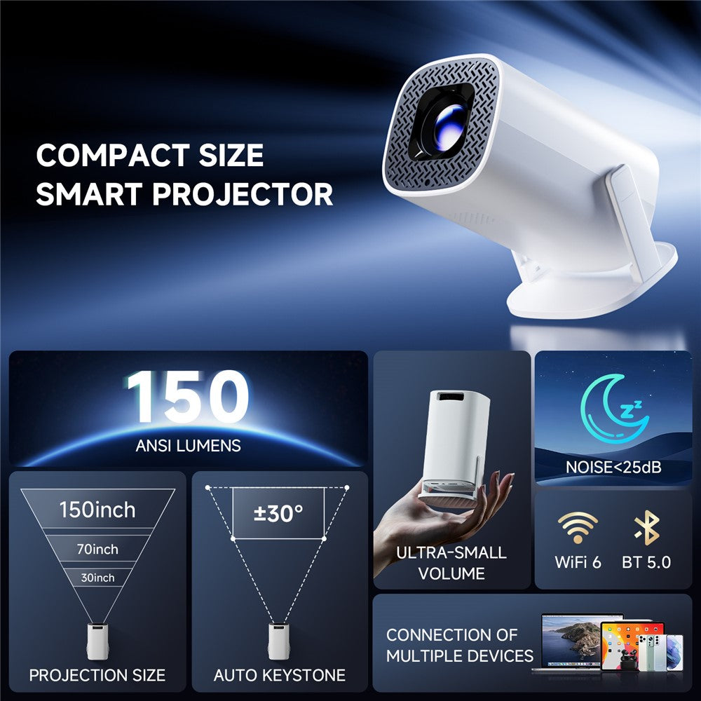 P30 Pro 2 inch Mini Projector 720P HD Compact Home Theater Video Projector, 94 x 91 x 165mm