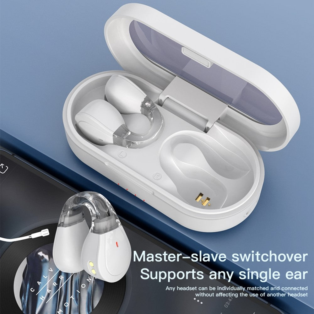 Q60 Wireless Bluetooth-Compatible Headset Stereo Waterproof Touch Control Ear Clip Earphones