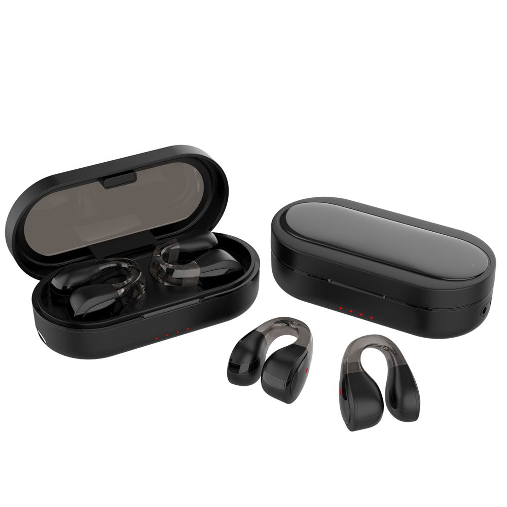 Q60 Wireless Bluetooth-Compatible Headset Stereo Waterproof Touch Control Ear Clip Earphones