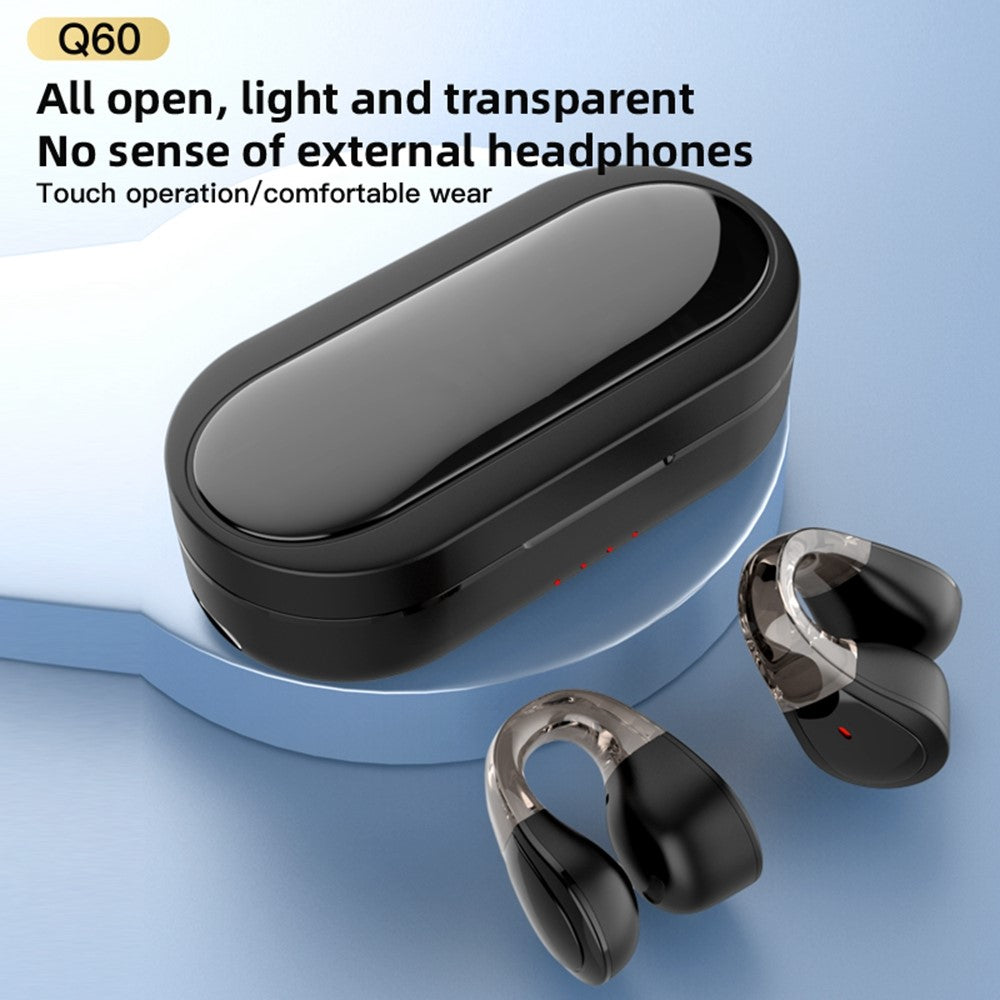 Q60 Wireless Bluetooth-Compatible Headset Stereo Waterproof Touch Control Ear Clip Earphones