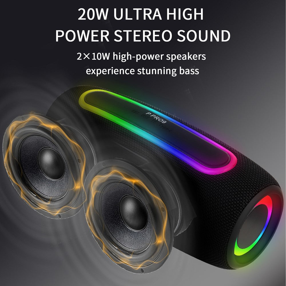 PRO9 Wireless TWS Bluetooth-Compatible Speaker IPX6 Waterproof Portable Outdoor Boombox