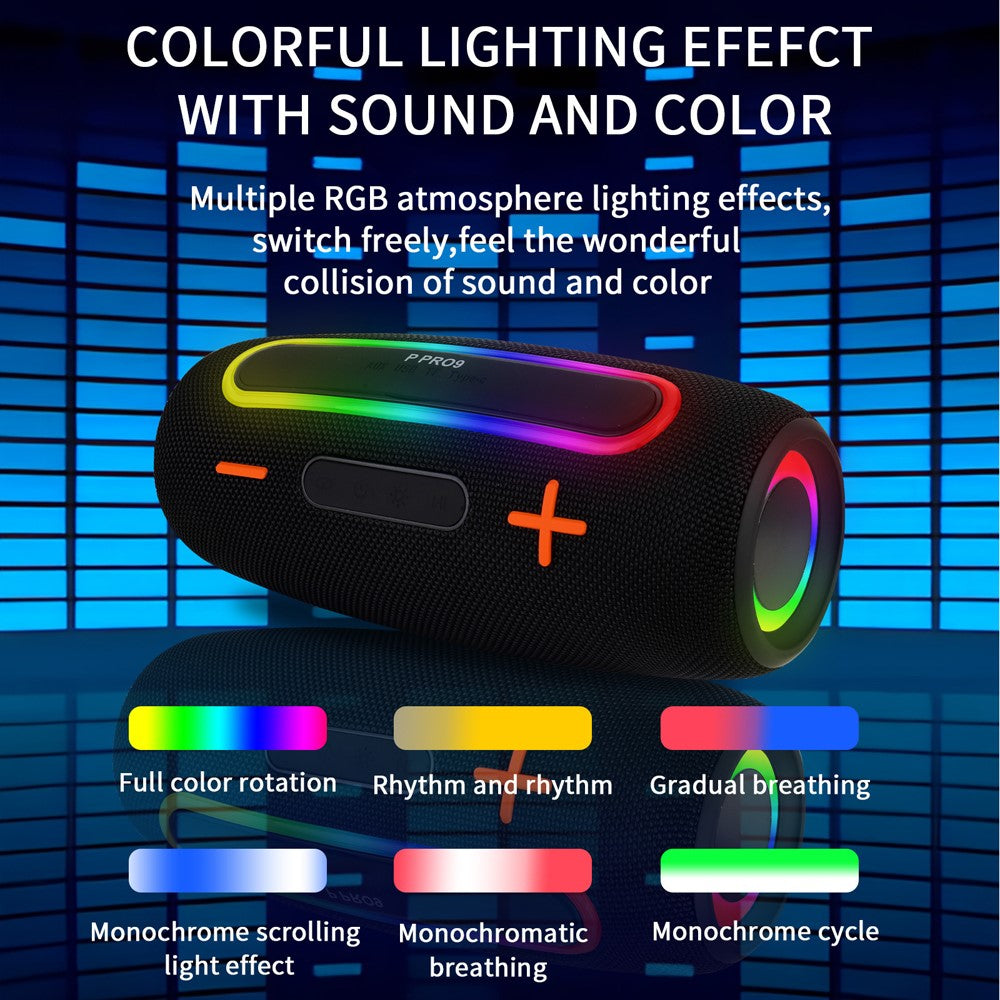 PRO9 Wireless TWS Bluetooth-Compatible Speaker IPX6 Waterproof Portable Outdoor Boombox